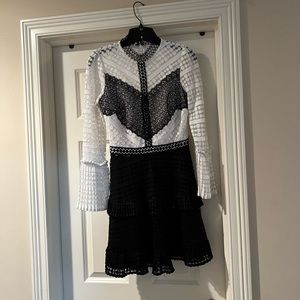 Gianni Bini Liv Lace Black White Dress Size XS